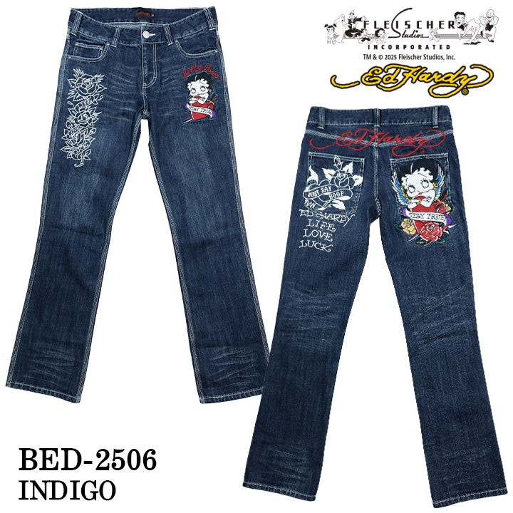 Ed Hardy×BETTY BOOP エドハーディー ベティ コラボ 刺繍 デニムパンツ ジーンズ ボトム bed-2506