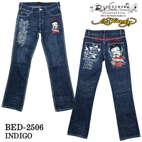 Ed Hardy×BETTY BOOP エドハーディー ベティ コラボ 刺繍 デニムパンツ ジーンズ ボトム bed-2506