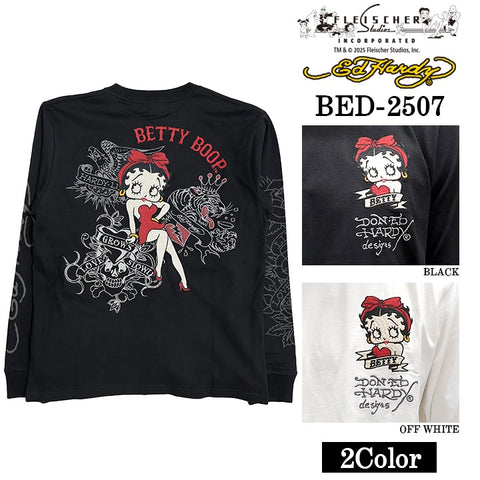 Ed Hardy BETTY BOOP TEE L/S T-SHIRT エドハーディー ベディ コラボ 天竺 刺繍 ロンTEE 長袖Tシャツ bed-2507