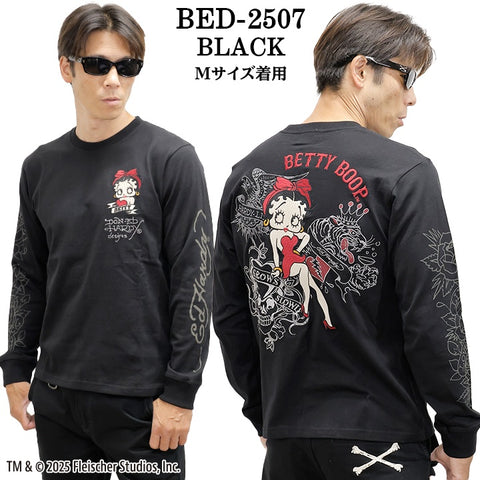Ed Hardy BETTY BOOP TEE L/S T-SHIRT エドハーディー ベディ コラボ 天竺 刺繍 ロンTEE 長袖Tシャツ bed-2507