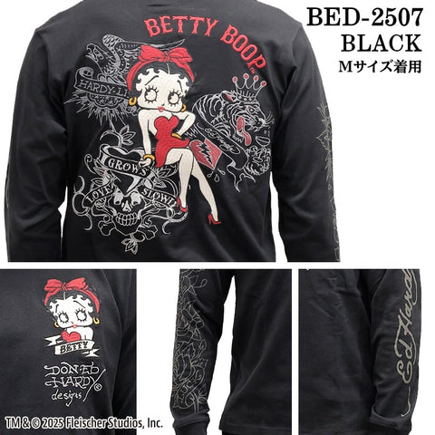 Ed Hardy BETTY BOOP TEE L/S T-SHIRT エドハーディー ベディ コラボ 天竺 刺繍 ロンTEE 長袖Tシャツ bed-2507