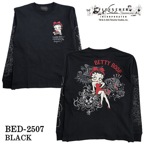Ed Hardy BETTY BOOP TEE L/S T-SHIRT エドハーディー ベディ コラボ 天竺 刺繍 ロンTEE 長袖Tシャツ bed-2507
