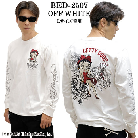 Ed Hardy BETTY BOOP TEE L/S T-SHIRT エドハーディー ベディ コラボ 天竺 刺繍 ロンTEE 長袖Tシャツ bed-2507