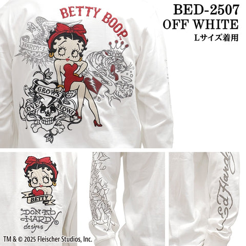 Ed Hardy BETTY BOOP TEE L/S T-SHIRT エドハーディー ベディ コラボ 天竺 刺繍 ロンTEE 長袖Tシャツ bed-2507