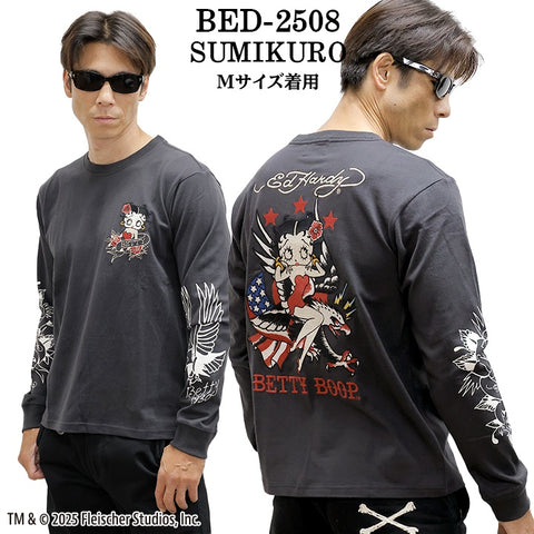 Ed Hardy BETTY BOOP TEE L/S T-SHIRT エドハーディー ベディ コラボ 天竺 刺繍 ロンTEE 長袖Tシャツ bed-2508