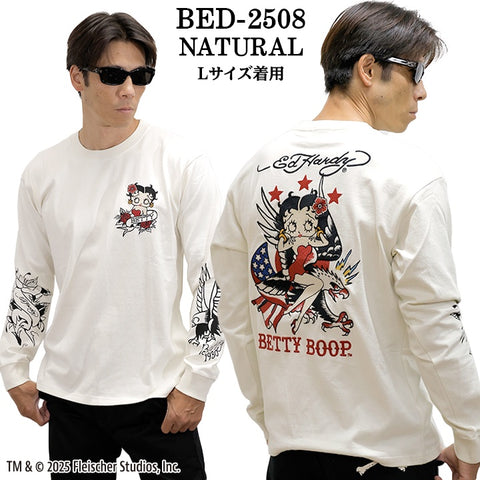 Ed Hardy BETTY BOOP TEE L/S T-SHIRT エドハーディー ベディ コラボ 天竺 刺繍 ロンTEE 長袖Tシャツ bed-2508