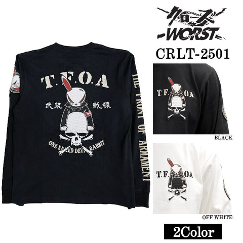 CROWS×WORST TEE L/S T-SHIRT DEATH RABBIT クローズ ワースト 武装戦線 デスラビット 天竺 長袖Tシャツ ロンTEE crlt-2501
