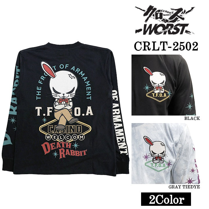 CROWS×WORST TEE L/S T-SHIRT DEATH RABBIT クローズ ワースト 武装戦線 デスラビット 天竺 長袖Tシャツ ロンTEE crlt-2502