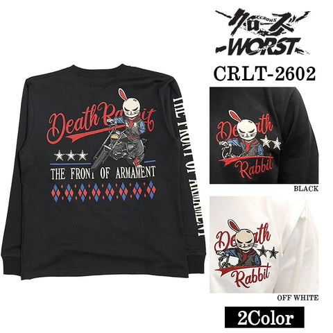 CROWS×WORST TEE L/S T-SHIRT DEATH RABBIT クローズ ワースト 武装戦線 デスラビット 天竺 長袖Tシャツ ロンTEE crlt-2602