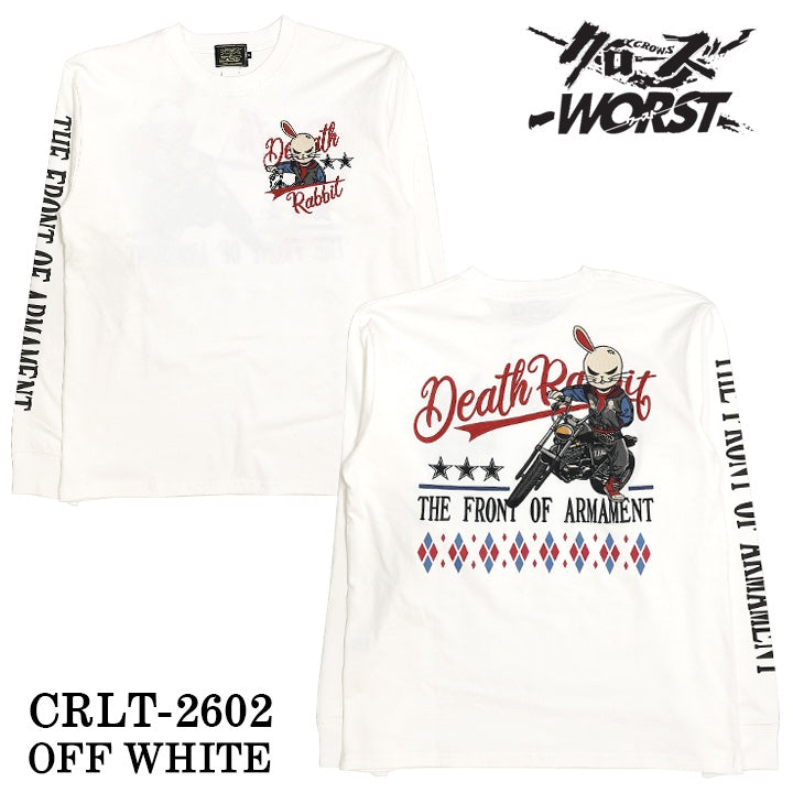 CROWS×WORST TEE L/S T-SHIRT DEATH RABBIT クローズ ワースト 武装戦線 デスラビット 天竺 長袖Tシャツ ロンTEE crlt-2602