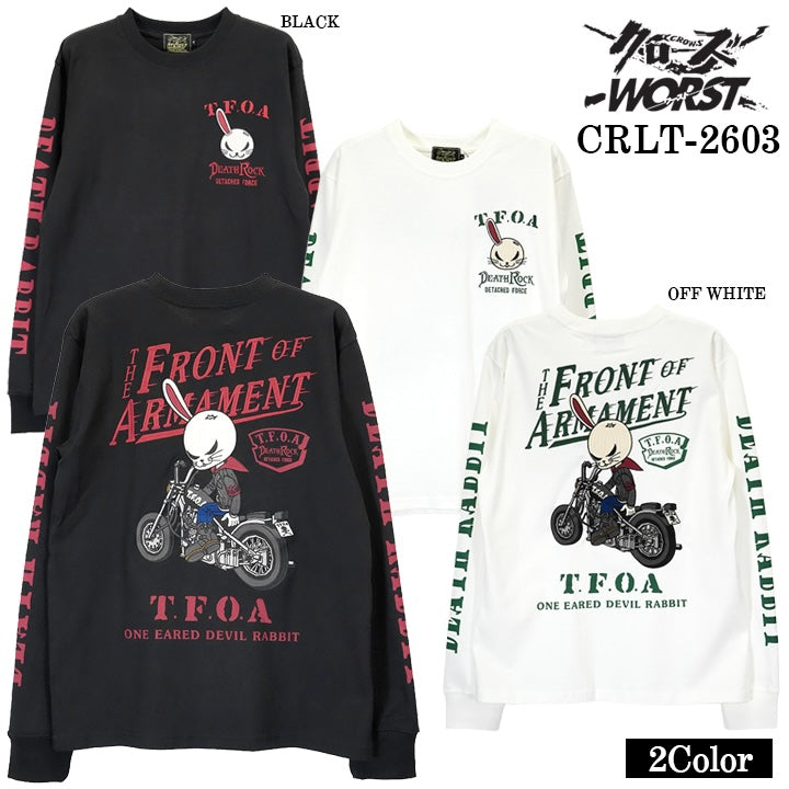 CROWS×WORST TEE L/S T-SHIRT DEATH RABBIT クローズ ワースト 武装戦線 デスラビット 天竺 長袖Tシャツ ロンTEE crlt-2603