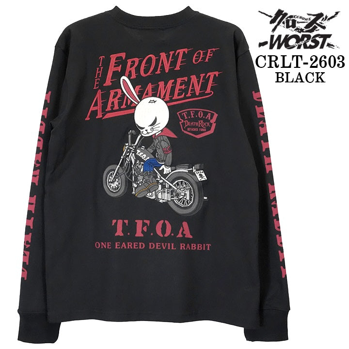 CROWS×WORST TEE L/S T-SHIRT DEATH RABBIT クローズ ワースト 武装戦線 デスラビット 天竺 長袖Tシャツ ロンTEE crlt-2603