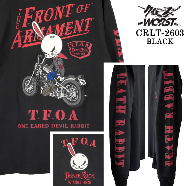 CROWS×WORST TEE L/S T-SHIRT DEATH RABBIT クローズ ワースト 武装戦線 デスラビット 天竺 長袖Tシャツ ロンTEE crlt-2603