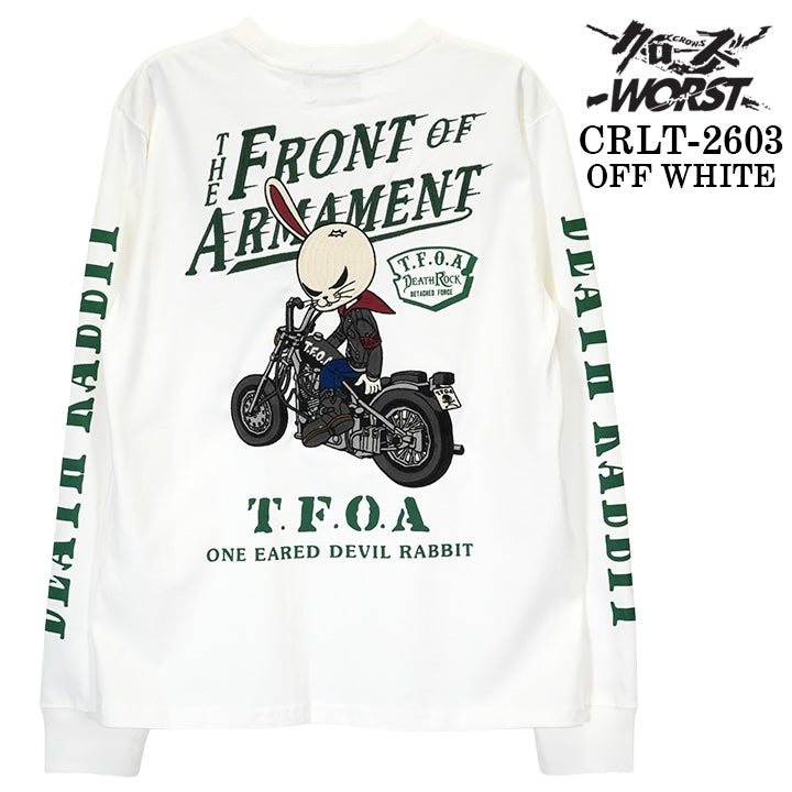 CROWS×WORST TEE L/S T-SHIRT DEATH RABBIT クローズ ワースト 武装戦線 デスラビット 天竺 長袖Tシャツ ロンTEE crlt-2603