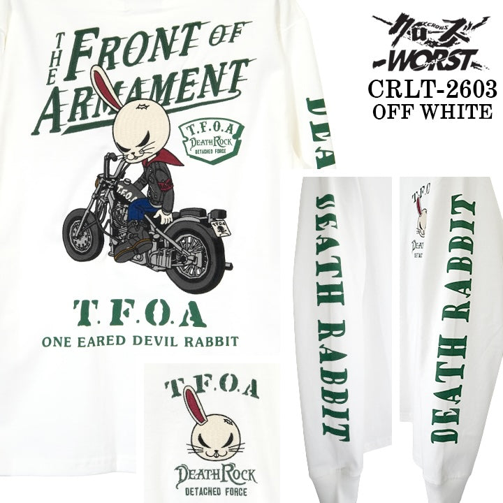 CROWS×WORST TEE L/S T-SHIRT DEATH RABBIT クローズ ワースト 武装戦線 デスラビット 天竺 長袖Tシャツ ロンTEE crlt-2603