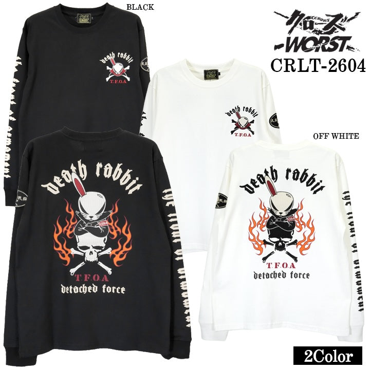 CROWS×WORST TEE L/S T-SHIRT DEATH RABBIT クローズ ワースト 武装戦線 デスラビット 天竺 長袖Tシャツ ロンTEE crlt-2604