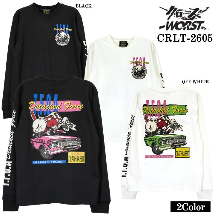 CROWS×WORST TEE L/S T-SHIRT DEATH RABBIT クローズ ワースト 武装戦線 デスラビット 天竺 長袖Tシャツ ロンTEE crlt-2605