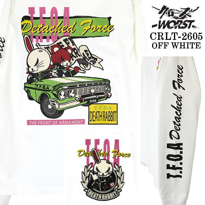 CROWS×WORST TEE L/S T-SHIRT DEATH RABBIT クローズ ワースト 武装戦線 デスラビット 天竺 長袖Tシャツ ロンTEE crlt-2605