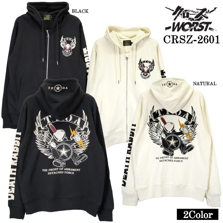 CROWS×WORST F/Z HOODIE PARKA DEATH RABBIT クローズ ワースト 武装戦線 デスラビット 裏毛 パーカー crsz-2601