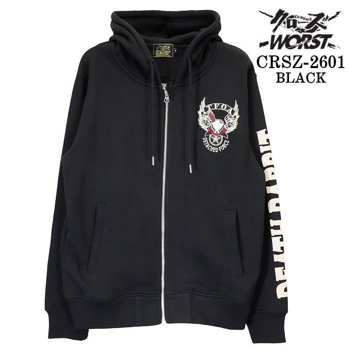 CROWS×WORST F/Z HOODIE PARKA DEATH RABBIT クローズ ワースト 武装戦線 デスラビット 裏毛 パーカー crsz-2601