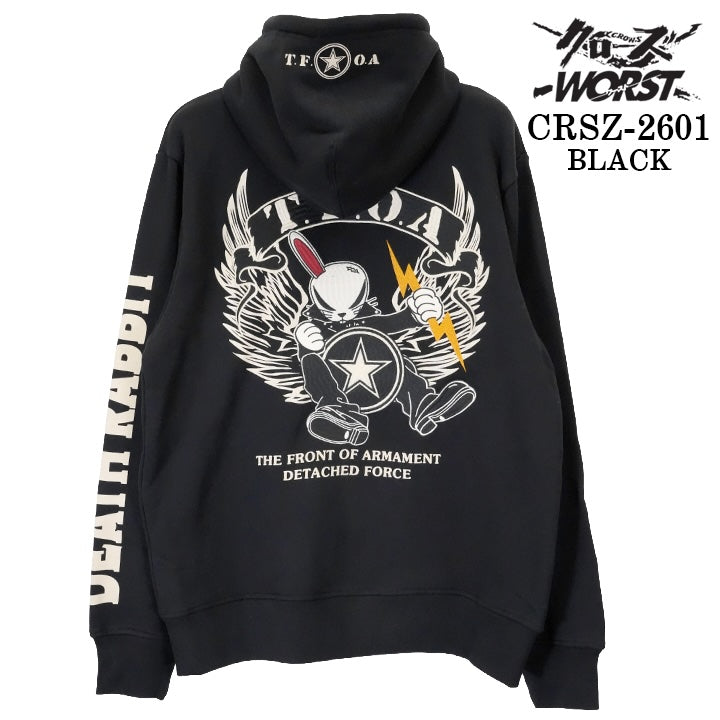CROWS×WORST F/Z HOODIE PARKA DEATH RABBIT クローズ ワースト 武装戦線 デスラビット 裏毛 パーカー crsz-2601
