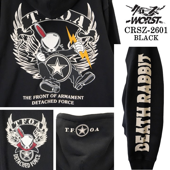 CROWS×WORST F/Z HOODIE PARKA DEATH RABBIT クローズ ワースト 武装戦線 デスラビット 裏毛 パーカー crsz-2601