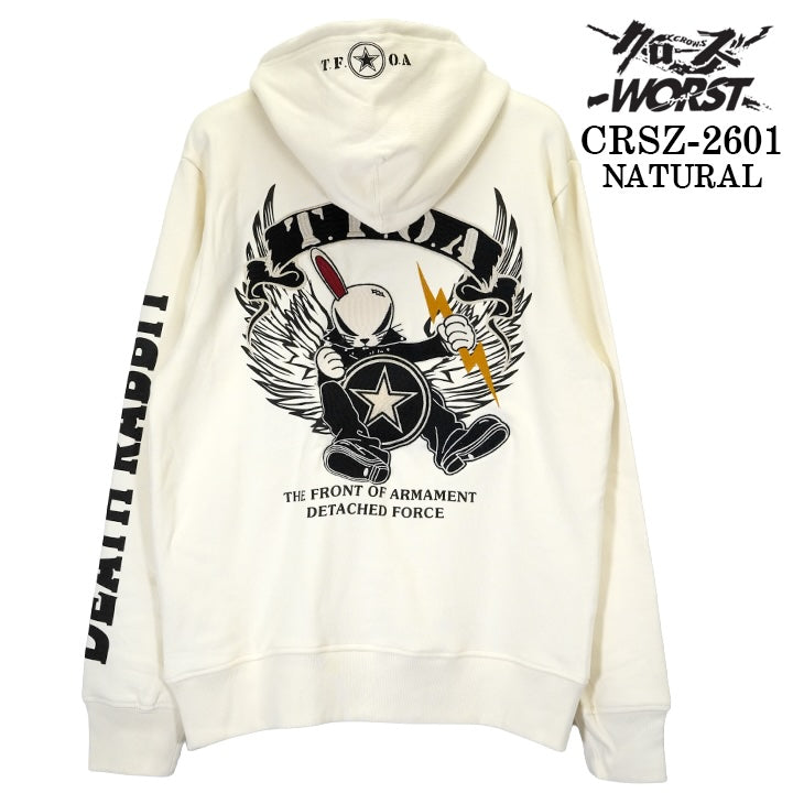 CROWS×WORST F/Z HOODIE PARKA DEATH RABBIT クローズ ワースト 武装戦線 デスラビット 裏毛 パーカー crsz-2601