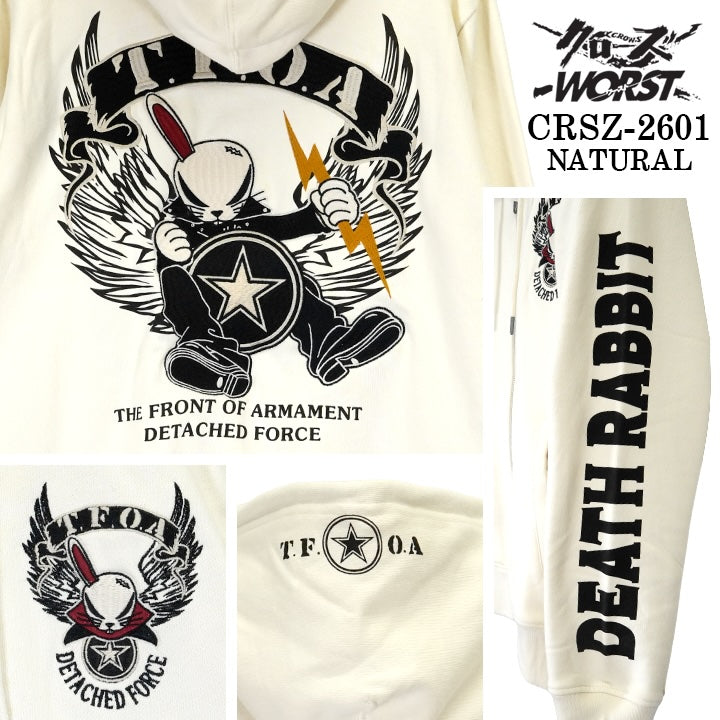 CROWS×WORST F/Z HOODIE PARKA DEATH RABBIT クローズ ワースト 武装戦線 デスラビット 裏毛 パーカー crsz-2601