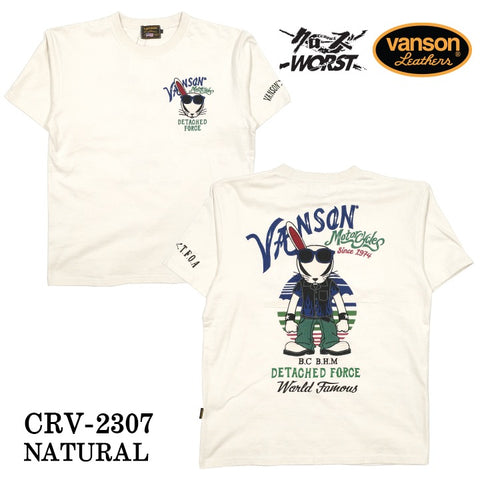 VANSON×CROWS×WORST バンソン クローズ ワースト 武装戦線 コラボ Tee 天竺 半袖Tシャツ デスラビット crv-2307
