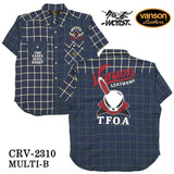 VANSON×CROWS×WORST バンソン クローズ ワースト 武装戦線 コラボ マルチカラー チェックシャツ 半袖シャツ デスラビット crv-2310