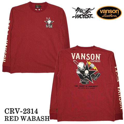 VANSON×CROWS×WORST バンソン クローズ ワースト 武装戦線 コラボ 天竺長袖Tシャツ ロンT デスラビット crv-2314