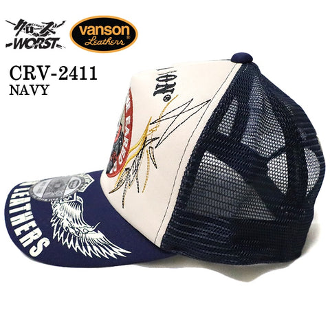 VANSON×CROWS×WORST バンソン 武装戦線 コラボ ツイルメッシュキャップ 帽子 crv-2411