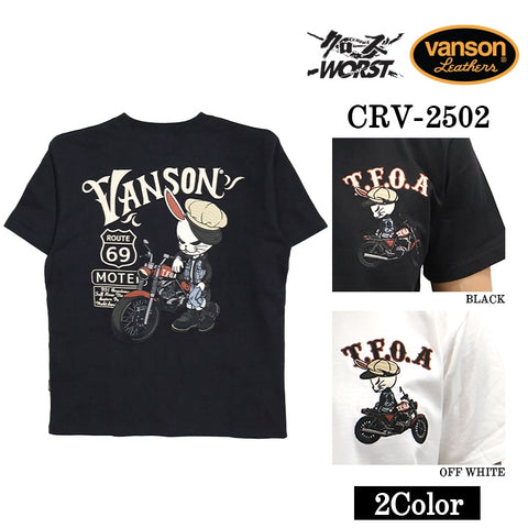 VANSON×CROWS×WORST バンソン クローズ ワースト 武装戦線 コラボ Tee 天竺 半袖Tシャツ デスラビット crv-2502