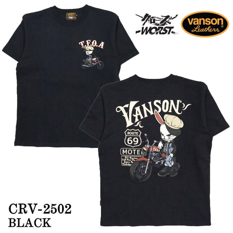 VANSON×CROWS×WORST バンソン クローズ ワースト 武装戦線 コラボ Tee 天竺 半袖Tシャツ デスラビット crv-2502