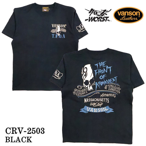 VANSON×CROWS×WORST バンソン クローズ ワースト 武装戦線 コラボ Tee 天竺 半袖Tシャツ デスラビット crv-2503