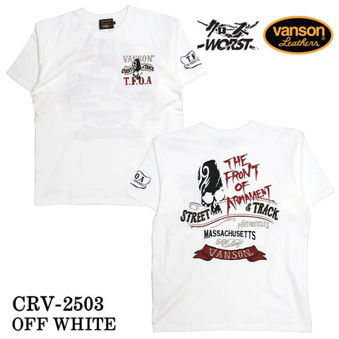 VANSON×CROWS×WORST バンソン クローズ ワースト 武装戦線 コラボ Tee 天竺 半袖Tシャツ デスラビット crv-2503