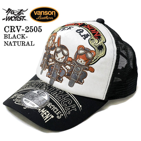 VANSON×CROWS×WORST バンソン 武装戦線 コラボ ツイルメッシュキャップ 帽子 crv-2505