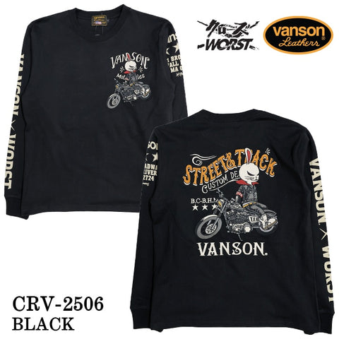 VANSON×CROWS×WORST TEE L/S T-SHIRT バンソン クローズ ワースト 武装戦線 コラボ 天竺 ロンTEE 長袖 Tシャツ デスラビット crv-2506