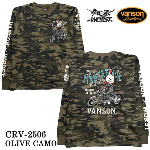 VANSON×CROWS×WORST TEE L/S T-SHIRT バンソン クローズ ワースト 武装戦線 コラボ 天竺 ロンTEE 長袖 Tシャツ デスラビット crv-2506
