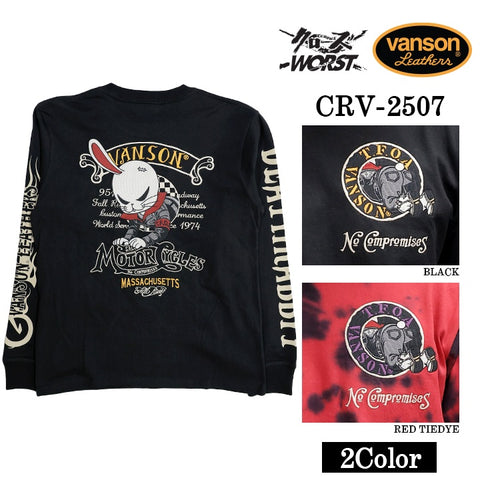 VANSON×CROWS×WORST TEE L/S T-SHIRT バンソン クローズ ワースト 武装戦線 コラボ 天竺 ロンTEE 長袖 Tシャツ デスラビット crv-2507