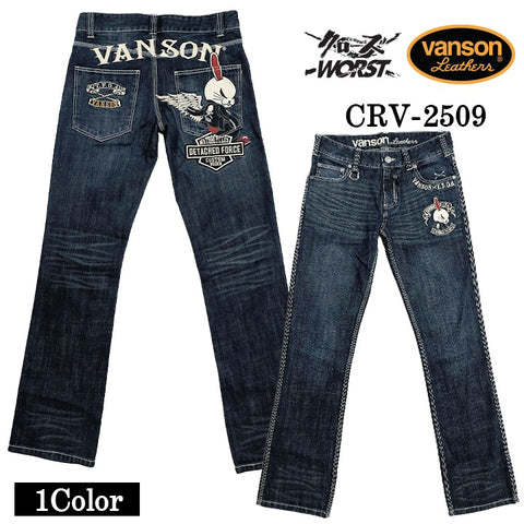 VANSON×CROWS×WORST DENIM PANTS JEANS バンソン クローズ ワースト 刺繍 デニム パンツ ジーンズ crv-2509