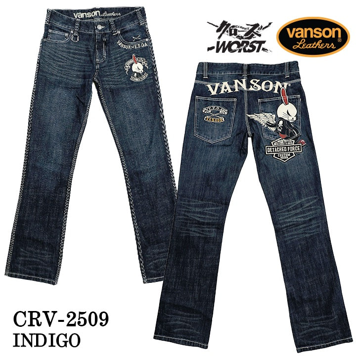 VANSON×CROWS×WORST DENIM PANTS JEANS バンソン クローズ ワースト 刺繍 デニム パンツ ジーンズ crv-2509