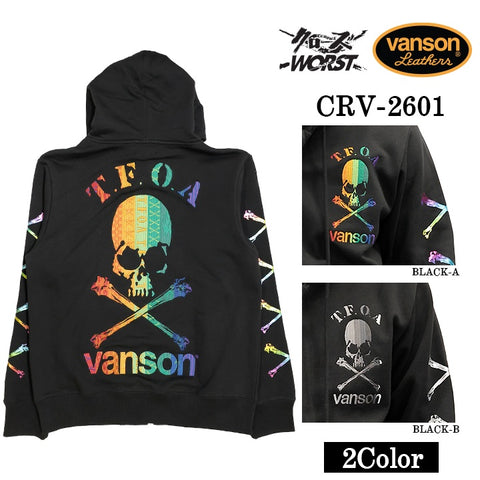 VANSON×CROWS×WORST HOODIE SWEATSHIRTS F/Z PARKA バンソン クローズ ワースト 武装戦線 コラボ 裏毛 パーカー crv-2601