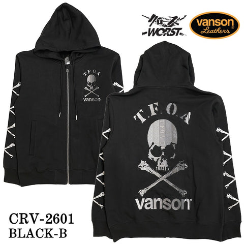 VANSON×CROWS×WORST HOODIE SWEATSHIRTS F/Z PARKA バンソン クローズ ワースト 武装戦線 コラボ 裏毛 パーカー crv-2601