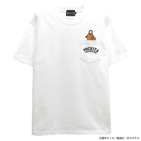 CHAINSAW MAN TEE S/S T-SHIRT チェンソーマン 刺繍 天竺 半袖 Tee Tシャツ ポチタ csm-2605