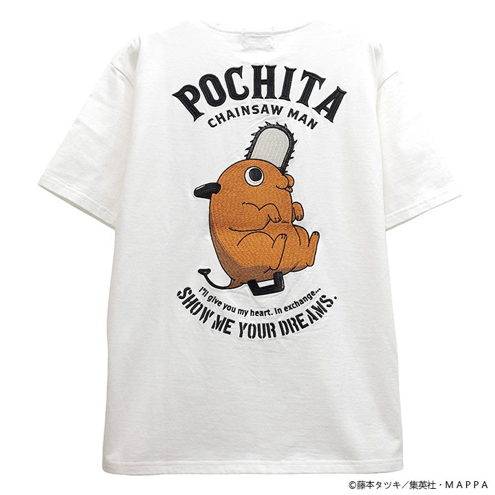 CHAINSAW MAN TEE S/S T-SHIRT チェンソーマン 刺繍 天竺 半袖 Tee Tシャツ ポチタ csm-2605