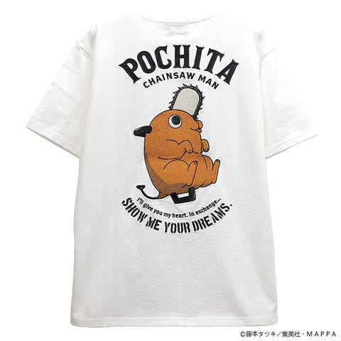 CHAINSAW MAN TEE S/S T-SHIRT チェンソーマン 刺繍 天竺 半袖 Tee Tシャツ ポチタ csm-2605