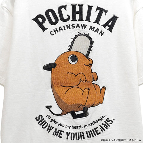 CHAINSAW MAN TEE S/S T-SHIRT チェンソーマン 刺繍 天竺 半袖 Tee Tシャツ ポチタ csm-2605