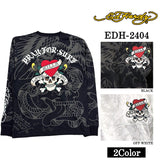 Ed Hardy エドハーディー 刺繍プリント 天竺 長袖Tシャツ メンズ ロンTEE edh-2404