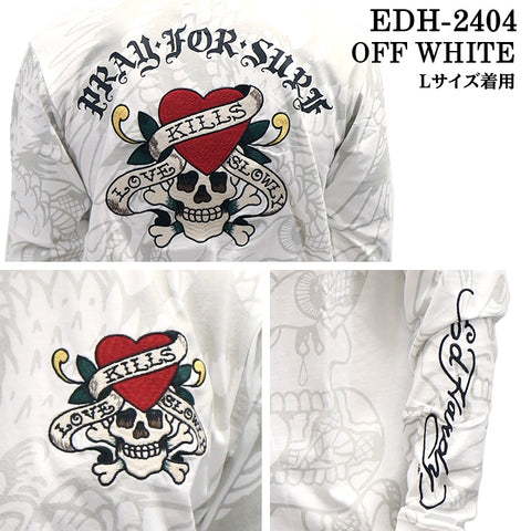 Ed Hardy エドハーディー 刺繍プリント 天竺 長袖Tシャツ メンズ ロンTEE edh-2404